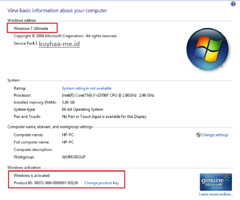 Serial Number Windows 7 dengan Kunci Produk [Gratis] - Kuyhaa